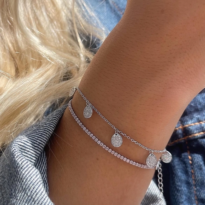БРАСЛЕТ COINS DIAMOND SILVER